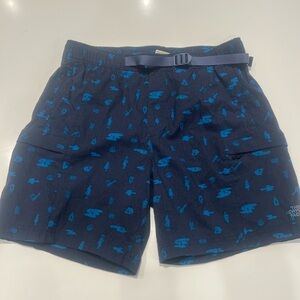 North Face Shorts Mens Medium Blue Cargo V Belted Performance Stretch Adult